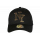 Casquette NY Noire Strass Doré Paillettes Fashion Tendance Basebal Stazky CASQUETTES Hip Hop Honour