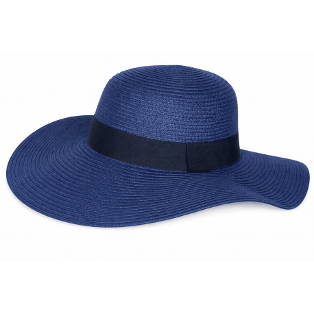 Chapeau Paille Femme Bleu Large Bord Capeline Eté Elégante Protection Soleil CHAPEAUX Nyls Création