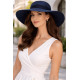 Chapeau Paille Femme Bleu Large Bord Capeline Eté Elégante Protection Soleil CHAPEAUX Nyls Création