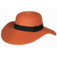 Chapeau Paille Femme Orange Large Bord Capeline Eté Elégante Protection Soleil CHAPEAUX Nyls Création
