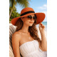 Chapeau Paille Femme Orange Large Bord Capeline Eté Elégante Protection Soleil CHAPEAUX Nyls Création