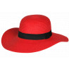 Chapeau Paille Femme Rouge Large Bord Capeline Eté Elégante Protection Soleil