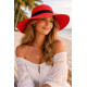 Chapeau Paille Femme Rouge Large Bord Capeline Eté Elégante Protection Soleil CHAPEAUX Nyls Création
