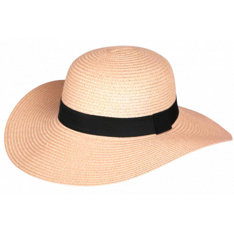 Chapeau Paille Femme Rose Large Bord Capeline Eté Elégante Protection Soleil CHAPEAUX Nyls Création