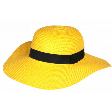 Chapeau Paille Femme Jaune Large Bord Capeline Eté Elégante Protection Soleil CHAPEAUX Nyls Création