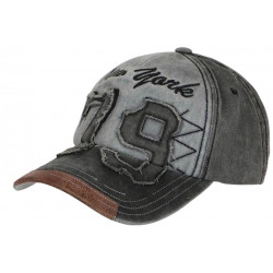 Casquette Vintage 79 New York Noire Denim Look Usé Rétro En Coton CASQUETTES Hip Hop Honour