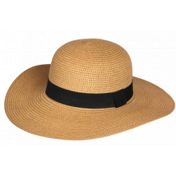 Chapeau Paille Femme Marron Large Bord Capeline Eté Elégante Protection Soleil CHAPEAUX Nyls Création