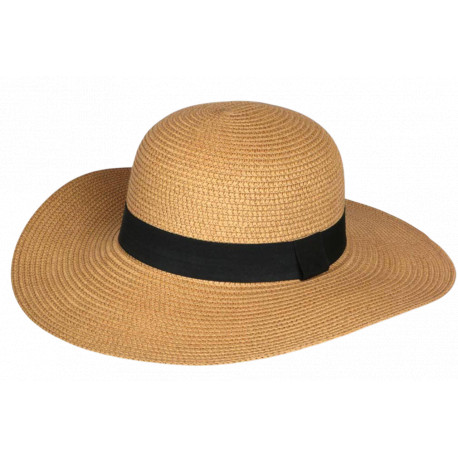 Chapeau Paille Femme Marron Large Bord Capeline Eté Elégante Protection Soleil CHAPEAUX Nyls Création