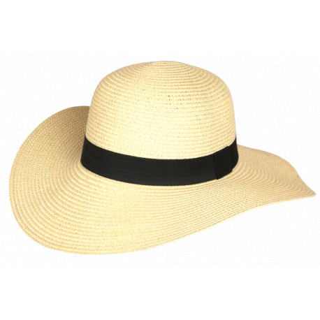Chapeau Paille Femme Beige Large Bord Capeline Eté Elégante Protection Soleil CHAPEAUX Nyls Création
