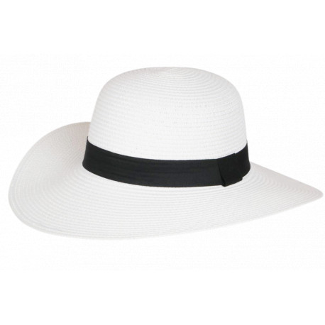Chapeau Paille Femme Blanc Large Bord Capeline Eté Elégante Protection Soleil CHAPEAUX Nyls Création