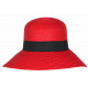 Chapeau paille femme rouge large bord asymétrique capeline été protection soleil CHAPEAUX Nyls Création