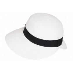 Chapeau Paille Femme Blanc Large Bord Asymétrique Capeline Eté Protection Soleil CHAPEAUX Nyls Création
