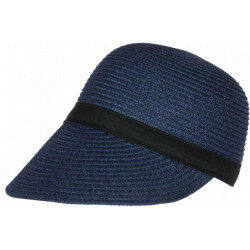 Visière Paille Femme Bleu Marine Casquette été Protection Soleil CHAPEAUX Nyls Création