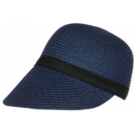 Visière Paille Femme Bleu Marine Casquette été Protection Soleil CHAPEAUX Nyls Création