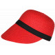 Visière Paille Femme Rouge Casquette été Protection Soleil CHAPEAUX Nyls Création