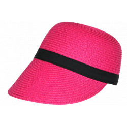 Visière Paille Femme Rose Fuchsia Casquette été Protection Soleil CHAPEAUX Nyls Création