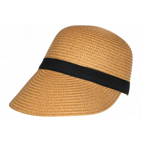 Visière Paille Femme Marron Casquette été Protection Soleil CHAPEAUX Nyls Création