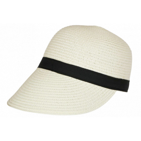 Visière Paille Femme Beige Clair Casquette été Protection Soleil CHAPEAUX Nyls Création