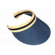Visiere femme paille bleue et beige large bord protection soleil ete plage CASQUETTES Nyls Création