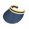 Visiere femme paille bleue et beige large bord protection soleil ete plage
