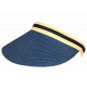 Visiere femme paille bleue et beige large bord protection soleil ete plage CASQUETTES Nyls Création