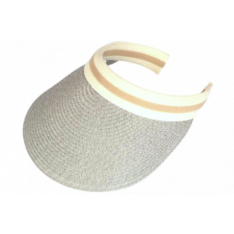 Visiere Femme Paille Grise et Beige Large Bord Protection Soleil Ete Plage CASQUETTES Nyls Création