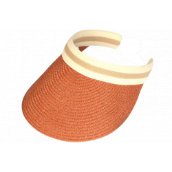 Visiere Femme Paille Orange Rouille et Beige Large Bord Protection Soleil Ete Plage CASQUETTES Nyls Création
