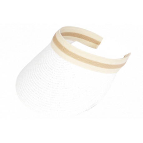 Visiere Femme Blanche en Paille Large Visiere Soleil Ete Elage Chic CASQUETTES Nyls Création