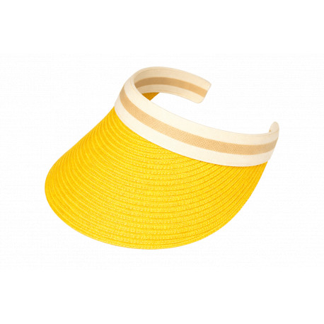 Visiere Femme Jaune en Paille Large Bord Protection Soleil Ete Plage CASQUETTES Nyls Création