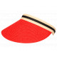 Visiere Femme Rouge en Paille Large Bord Protection Soleil Ete Plage CASQUETTES Nyls Création
