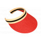 Visiere Femme Rouge en Paille Large Bord Protection Soleil Ete Plage CASQUETTES Nyls Création