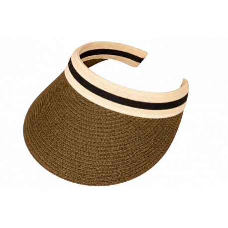 Visiere Femme Marron Foncé en Paille Large Bord Protection Soleil Ete Plage CASQUETTES Nyls Création