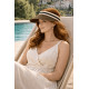 Visiere Femme Marron Foncé en Paille Large Bord Protection Soleil Ete Plage CASQUETTES Nyls Création