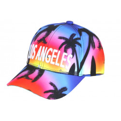 Casquette Enfant Los Angeles Palmier Bleu Rose - Fille Garçon 6-12 ans Réglable Été Plage Casquette Enfant Hip Hop Honour
