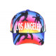Casquette Enfant Los Angeles Palmier Bleu Rose - Fille Garçon 6-12 ans Réglable Été Plage Casquette Enfant Hip Hop Honour