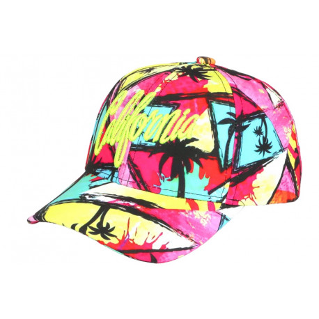 Casquette Enfant California Jaune Fluo Rouge Palmier - Fille Garçon 6-12 ans Réglable Streetwear Été Casquette Enfant Hip Hop...