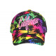 Casquette Enfant California Noir Rose Palmier - Fille Garçon 6-12 ans Réglable Été Streetwear Casquette Enfant Hip Hop Honour