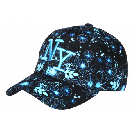 Casquette NY fleurs bleues – casquette florale streetwear tendance CASQUETTES Hip Hop Honour