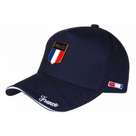 Casquette France Bleu Marine Drapeau Métal – Casquette Supporter Equipe France CASQUETTES PAYS
