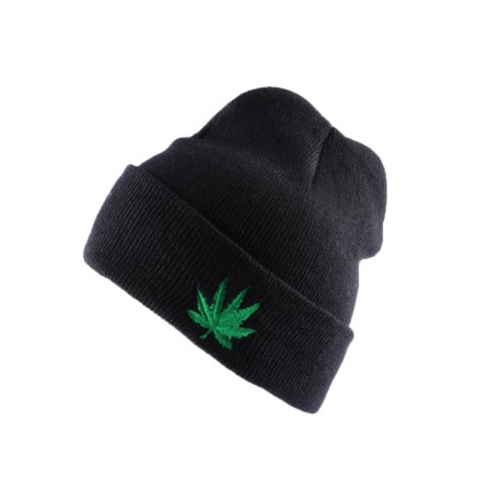 Bonnet à revers Noir Feuille de Cannabis ANCIENNES COLLECTIONS divers