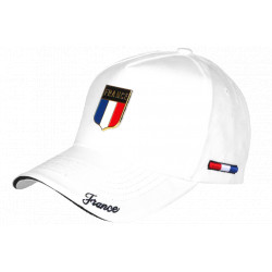 Casquette France Blanche Drapeau Métal – Casquette Supporter Equipe France CASQUETTES PAYS