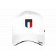Casquette France Blanche Drapeau Métal – Casquette Supporter Equipe France CASQUETTES PAYS