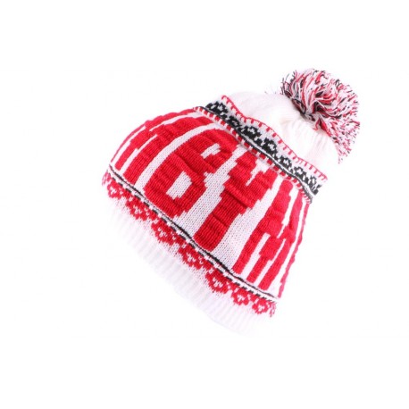 Bonnet YMCMB Blanc et Rouge avec pompon ANCIENNES COLLECTIONS divers