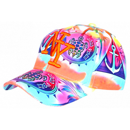 Casquette Enfant Orange Tortues - Casquette Garçon Fille Tropicale 7 a 12 ans Casquette Enfant Hip Hop Honour