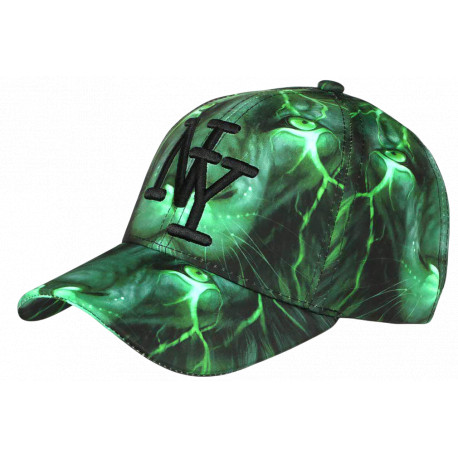 Casquette NY Lion Verte et Noire Wild - Casquette New York Design Animal Streetwear CASQUETTES Hip Hop Honour