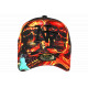 Casquette Tête de Mort Flammes Rouges Feu - Casquette NY Streetwear Skull CASQUETTES Hip Hop Honour