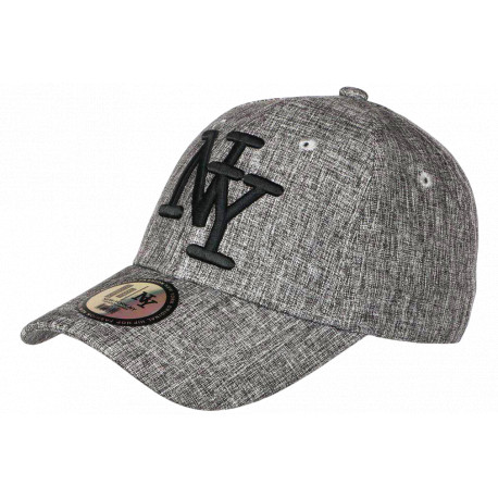 Casquette NY Grise Denim Jean et Lin Classe Tendance Baseball Laxy CASQUETTES Hip Hop Honour