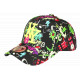 Casquette NY Enfant Noire Jaune Fluo Graffiti Bang Boum 7-12 ans Casquette Enfant Hip Hop Honour