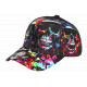 Casquette Enfant Tête de Mort Graffiti Multicolore 7 à 12 ans NY Skull 7 a 12 ans Casquette Enfant Hip Hop Honour