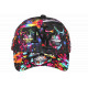 Casquette Enfant Tête de Mort Graffiti Multicolore 7 à 12 ans NY Skull 7 a 12 ans Casquette Enfant Hip Hop Honour